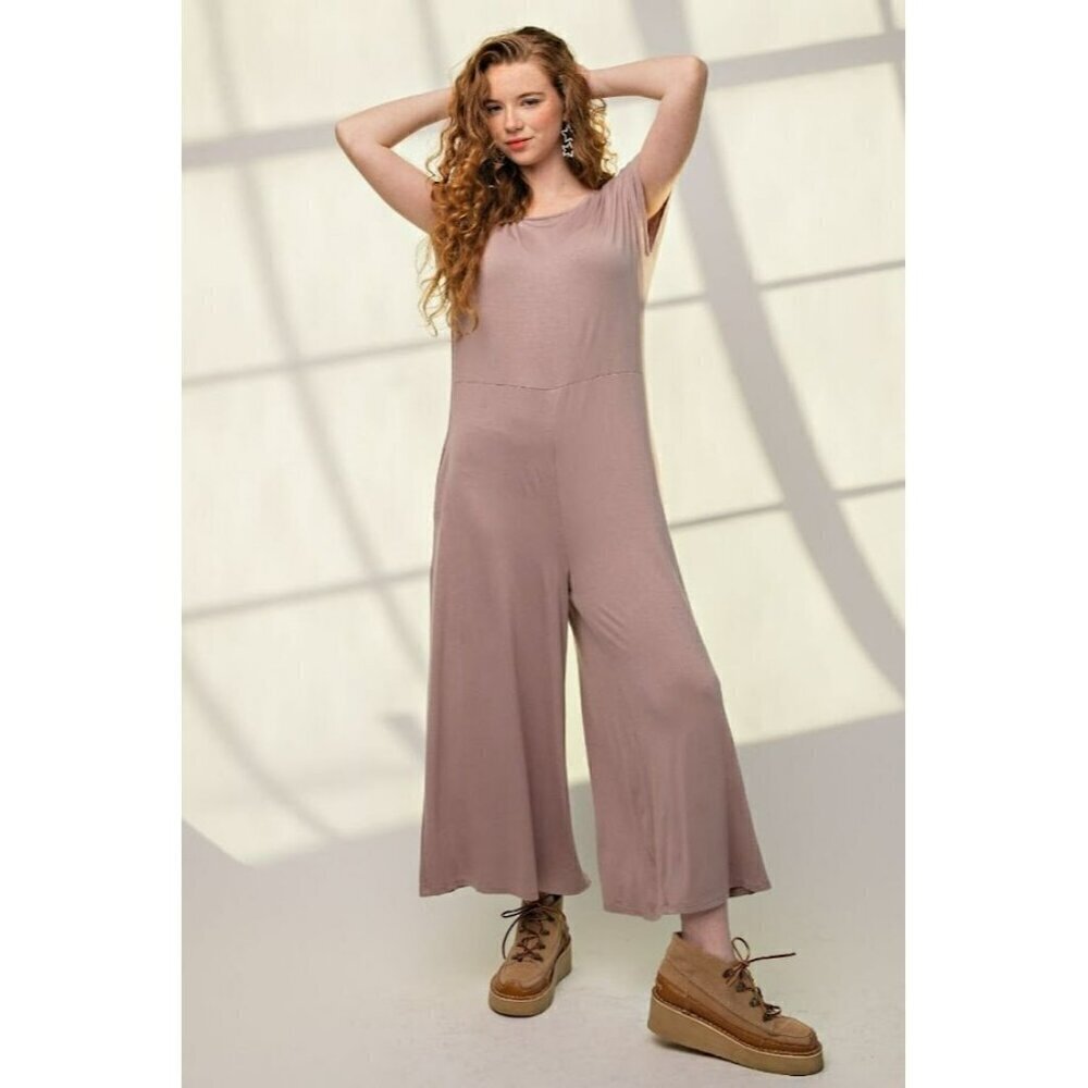 Kickstart My Heart Wide Leg Maxi Jumpsuit in Light Mocha